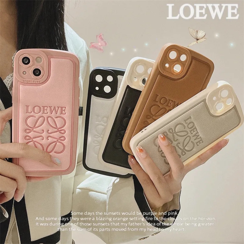 Leather  women men LOEWE iPhone 15 14 13 Pro Max 15 plus case